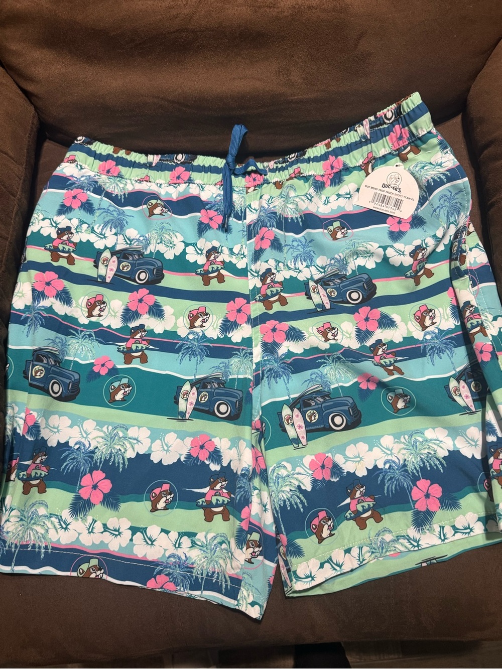 Men's Tropical Surf Swim Trunks – Teal & Pink